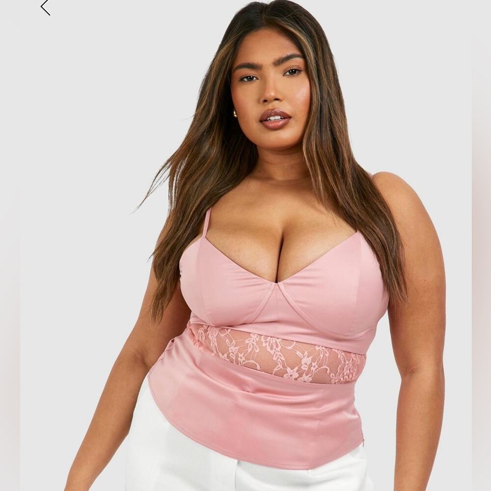 Boohoo lace pink plus cami size 18 xxl - Picture 3 of 4